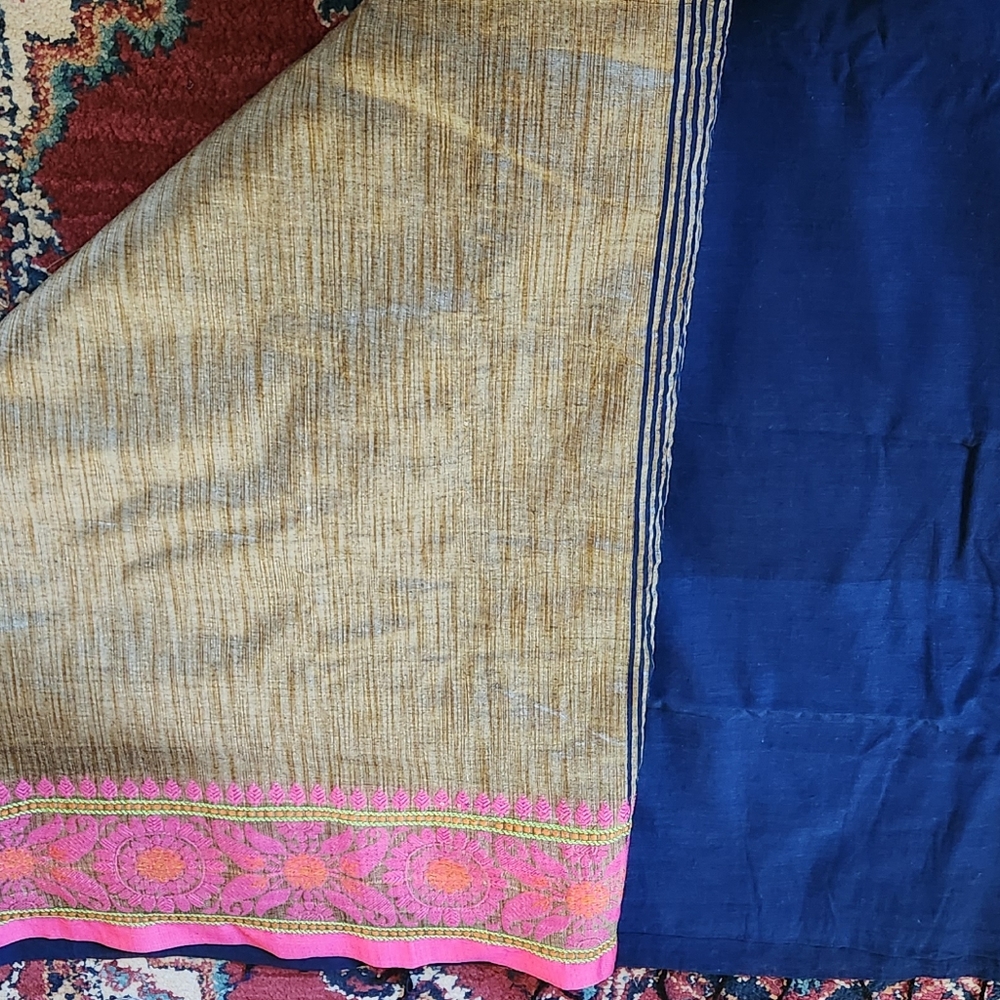 Dark blue cotton saree/tant saree